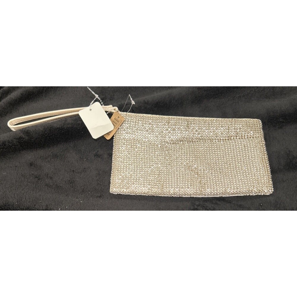 Nwt Marbella And Ashford Champagne Gold Wristlet clutch Purse Sparkly Jeweled - Picture 2 of 8